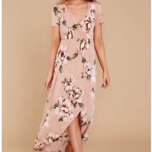 Red Dress Every Time I See You Floral Maxi Dress